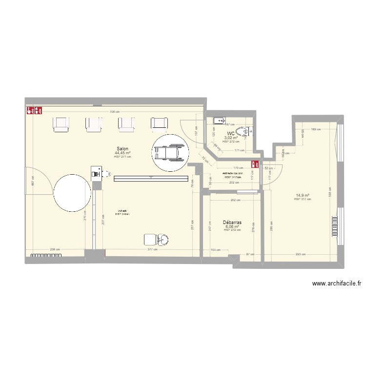 AZOA après travaux. Plan de 0 pièce et 0 m2