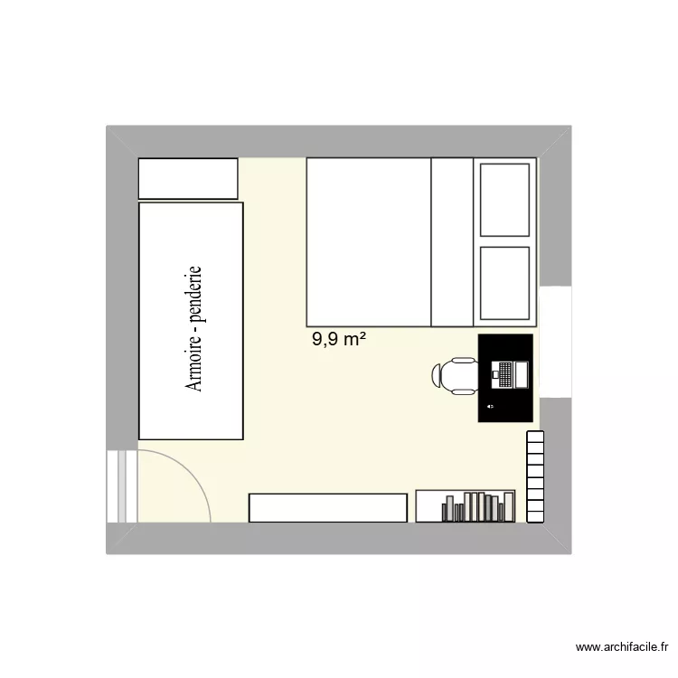 AMMENAGEMENT CHAMBRE 1. Plan de 1 et 10 m² AMMENAGEMENT CHAMBRE 1. Plan de 1 et 10 m²
