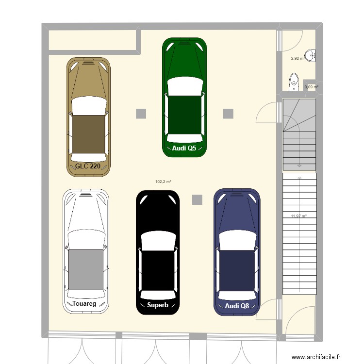 RDC - ESCALIERS. Plan de 4 pièces et 117 m2