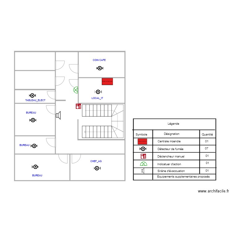 Plan mboppi ince etage prop. Plan de 10 pièces et 63 m2