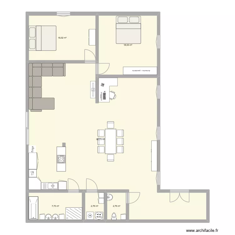 projet 5 contenaire. Plan de 6  et 141 m²