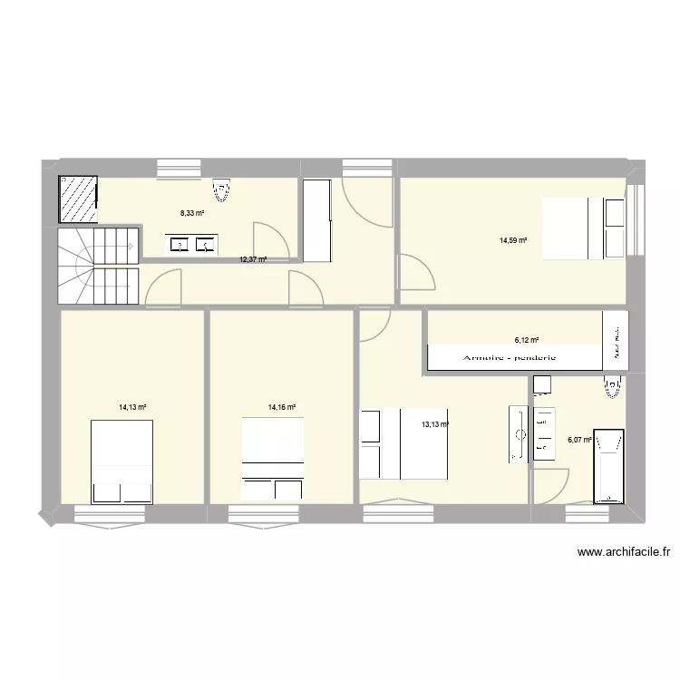 Maison &eacute;tage. Plan de 8  et 89 m²