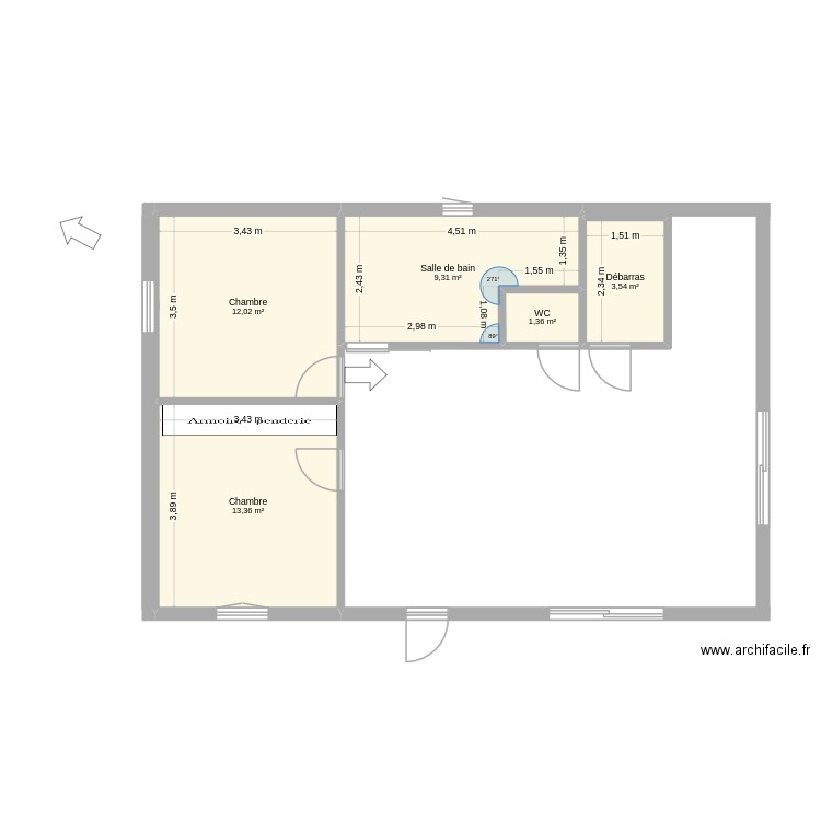 Maison1. Plan de 5 pièces et 40 m2