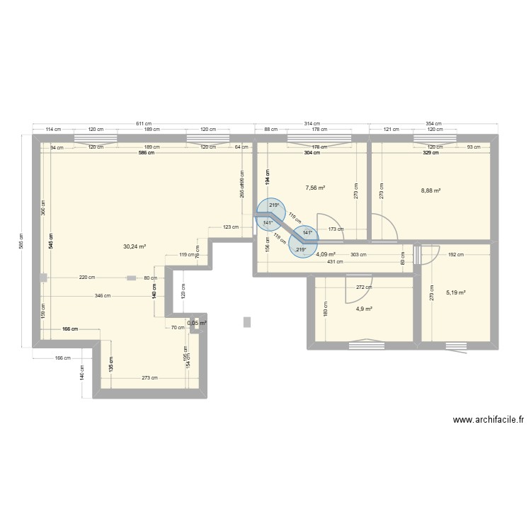 Nicolas Houel. Plan de 7 pièces et 61 m2