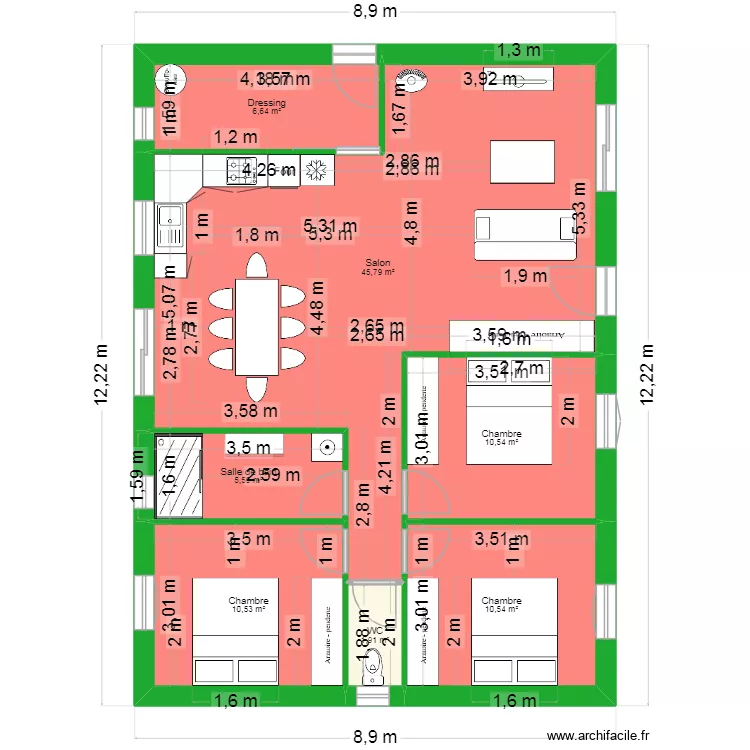 plan 1. Plan de 7  et 92 m²