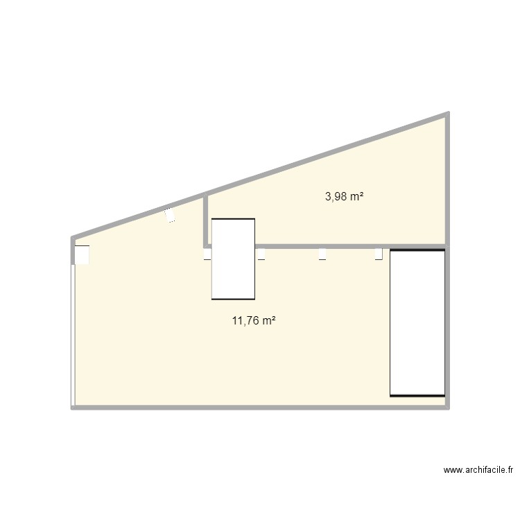 Facade Ouest. Plan de 2 pièces et 16 m2