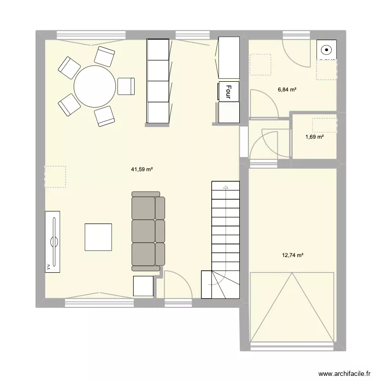 adddddd. Plan de 4 Pièces et 63 m²