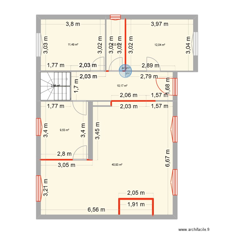 Rez-de-chaussée - Démolition. Plan de 7 pièces et 90 m2