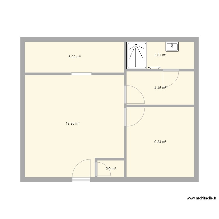 JOSSUA Sophia new quincy v2. Plan de 6 pièces et 43 m2