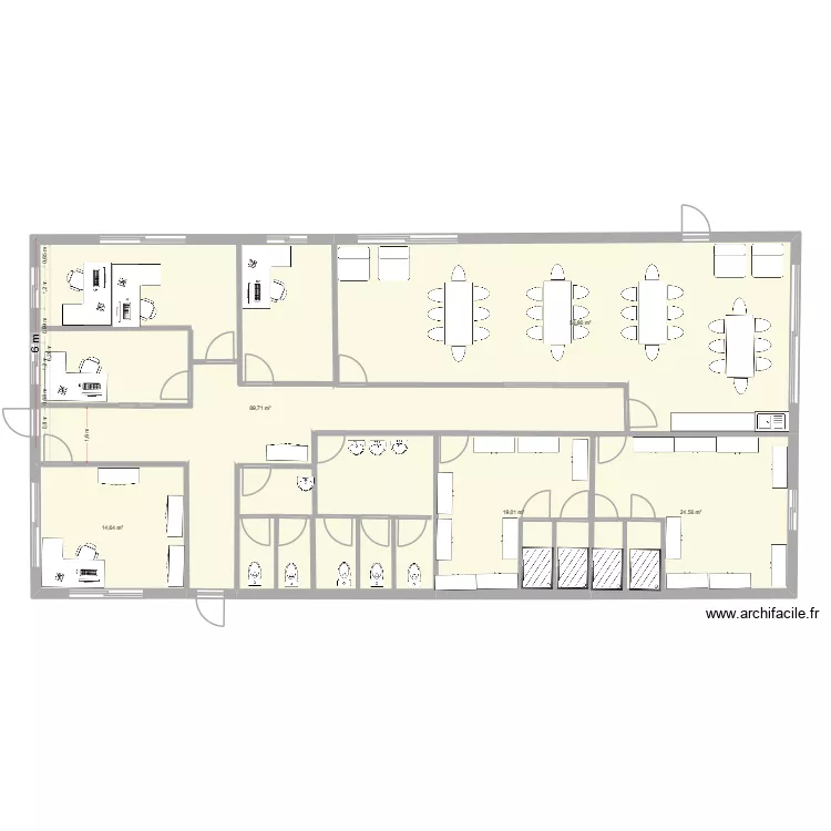 Plan Locaux sociaux v6. Plan de 5  et 207 m²