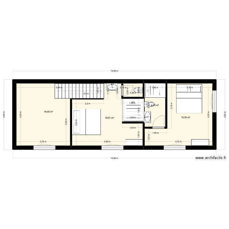 CASA PISCINA DEF. Plan de 4 pièces et 57 m2