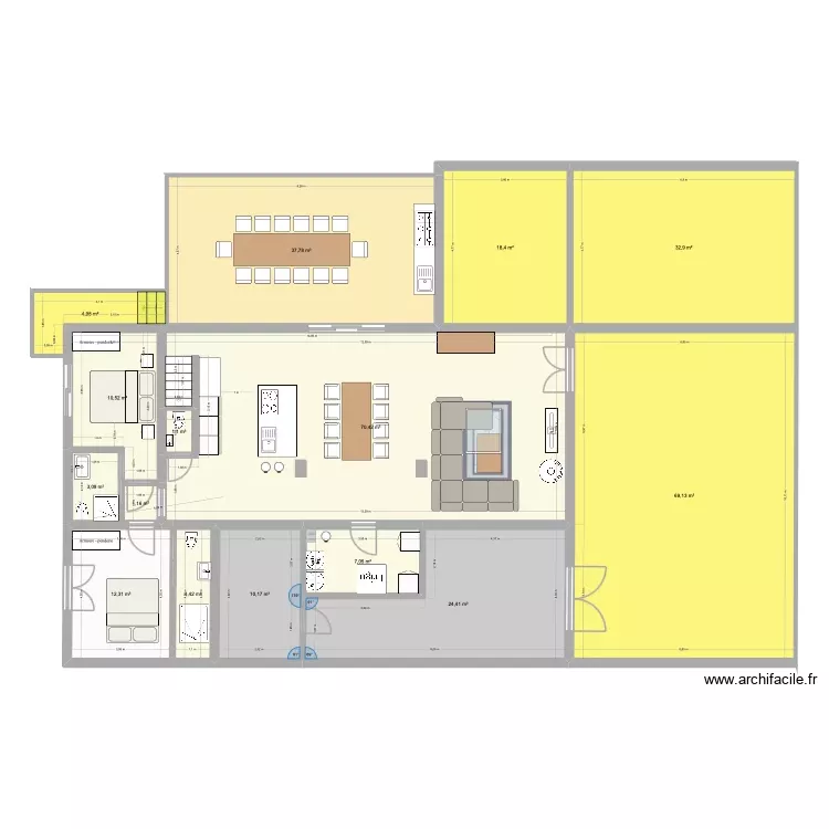 Matibou RDC Aménagement 2. Plan de 15 Pièces et 308 m² Matibou RDC Aménagement 2. Plan de 15 Pièces et 308 m²