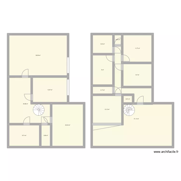 sentier du val. Plan de 15 et 206 m² sentier du val. Plan de 15 et 206 m²