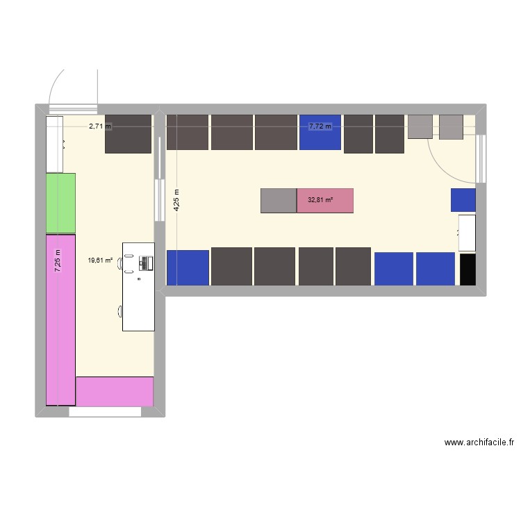 CONGELATEURS. Plan de 2 pièces et 52 m2