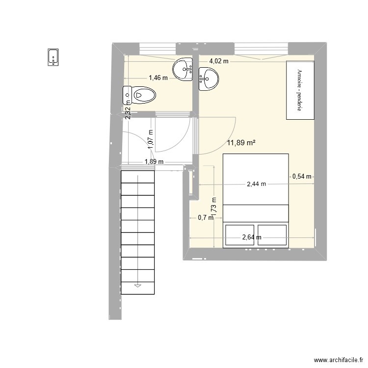 SDB 47 EGUI. Plan de 1 pièce et 12 m2