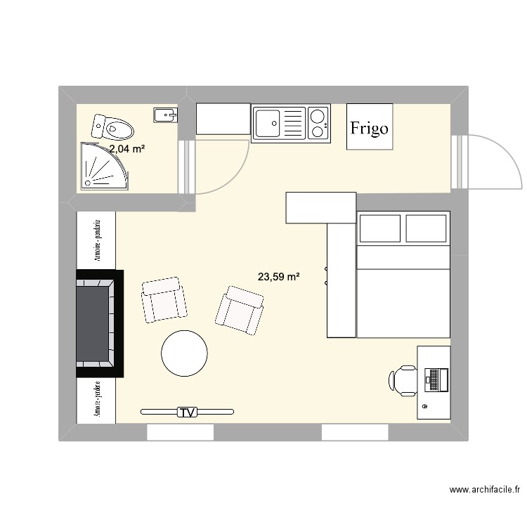 appartement 2. Plan de 2 pièces et 26 m2