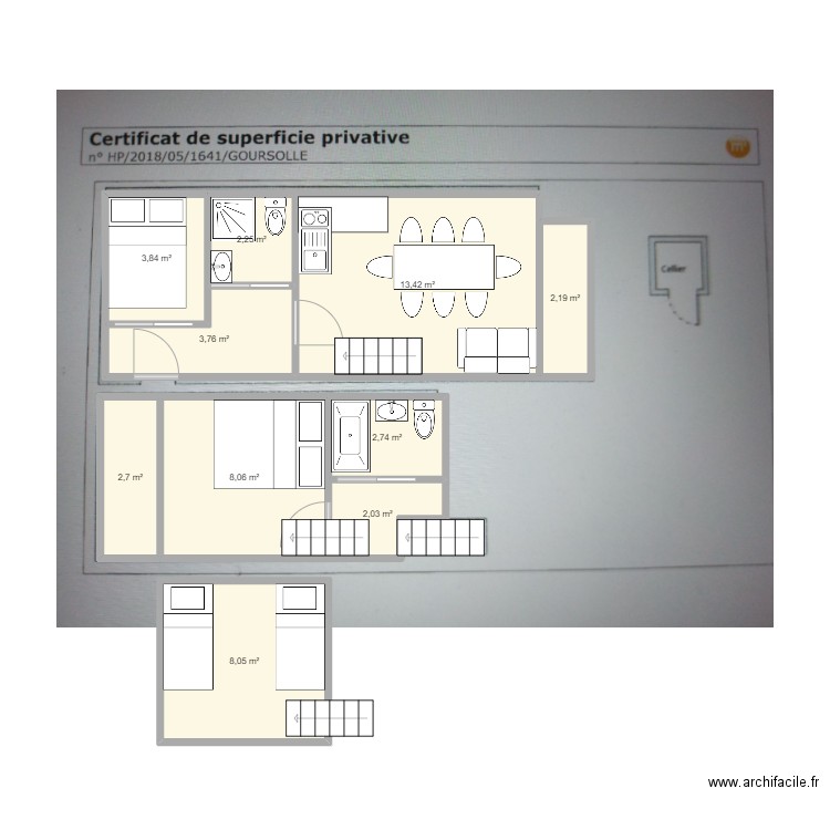 huezalpe. Plan de 10 pièces et 49 m2