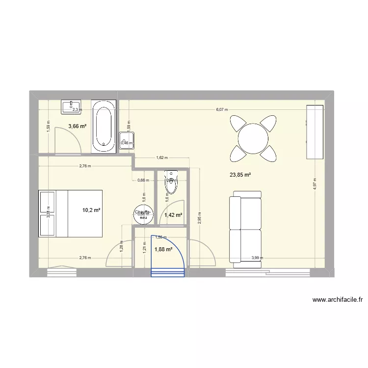 DIDEROT. Plan de 5  et 41 m²