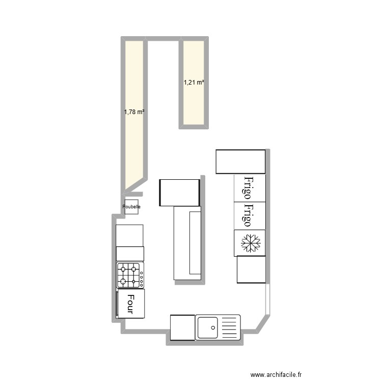 guemene 4. Plan de 2 pièces et 3 m2