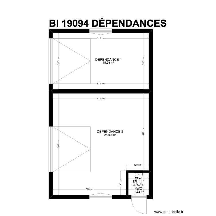 BI 19094. Plan de 40 pièces et 432 m2