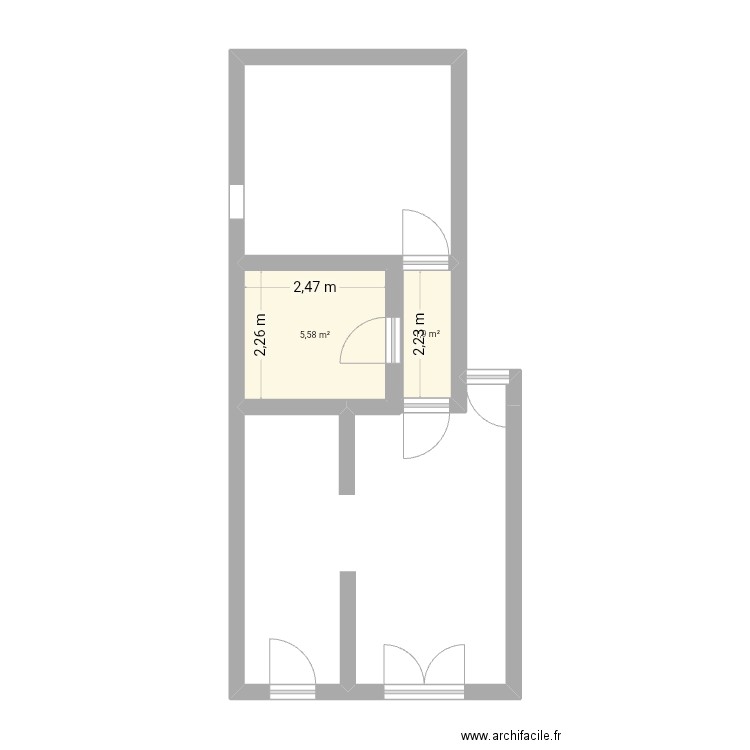 Sauront V2. Plan de 2 pièces et 7 m2
