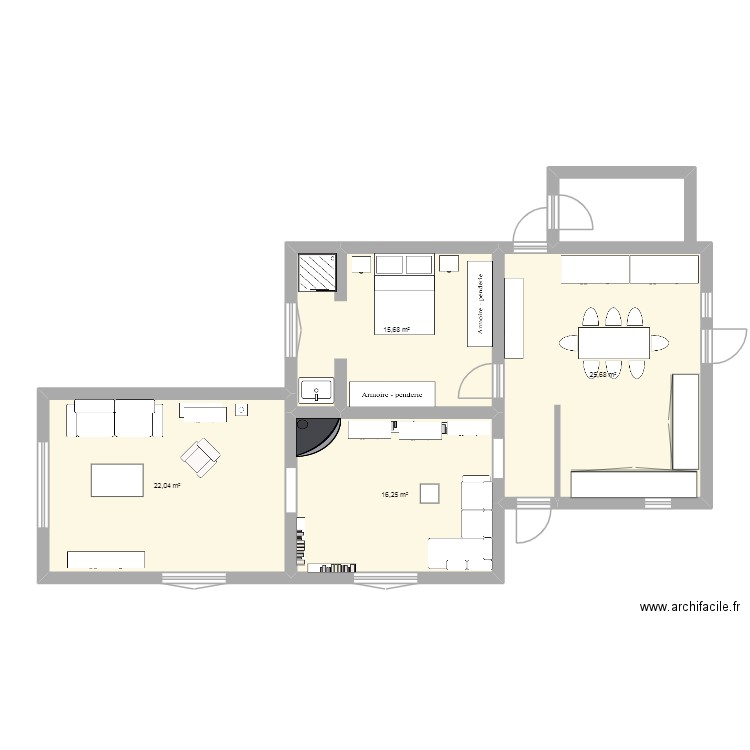 maison st paul extension. Plan de 4 pièces et 80 m2