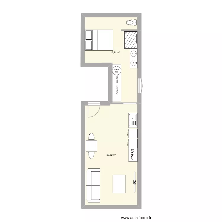 APPT LR - 1er &eacute;tage. Plan de 2  et 39 m²