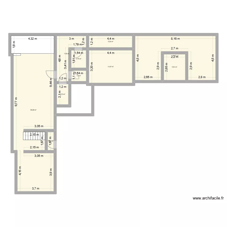 maison avec cote. Plan de 10  et 130 m²