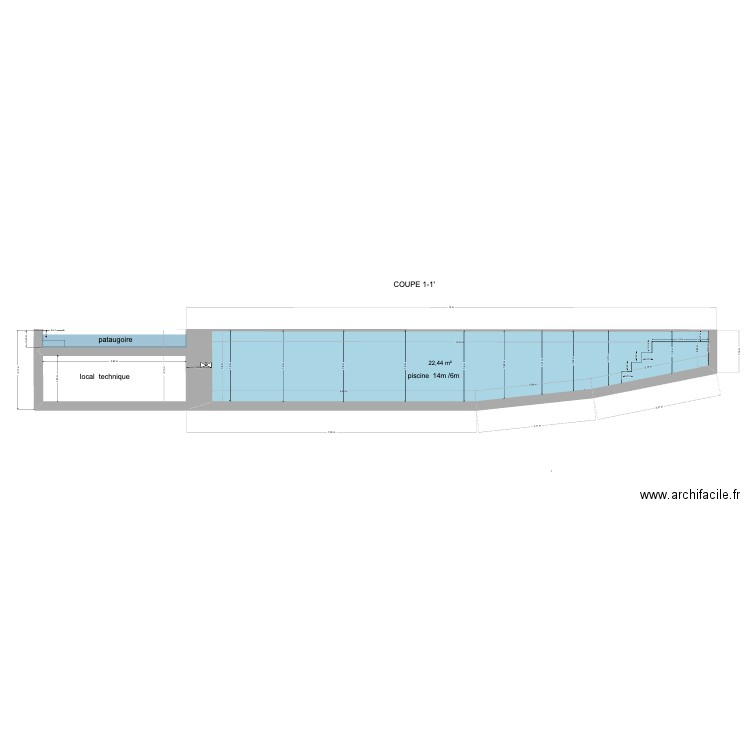 coupe piscine projet essaouira. Plan de 1 pièce et 22 m2
