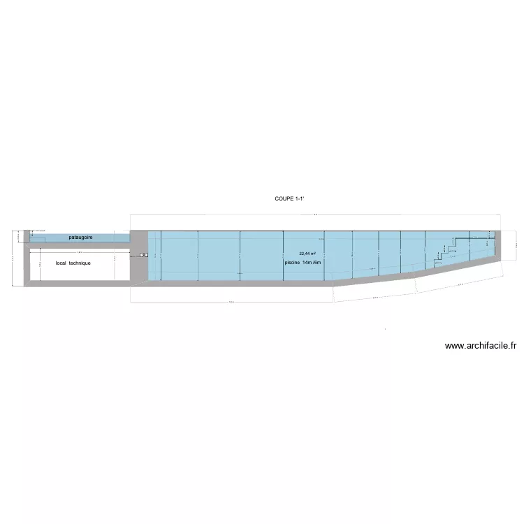 coupe piscine projet essaouira. Plan de 