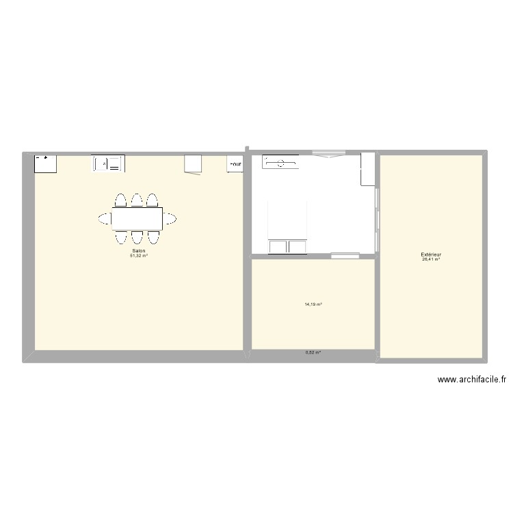 appartement. Plan de 4 pièces et 92 m2