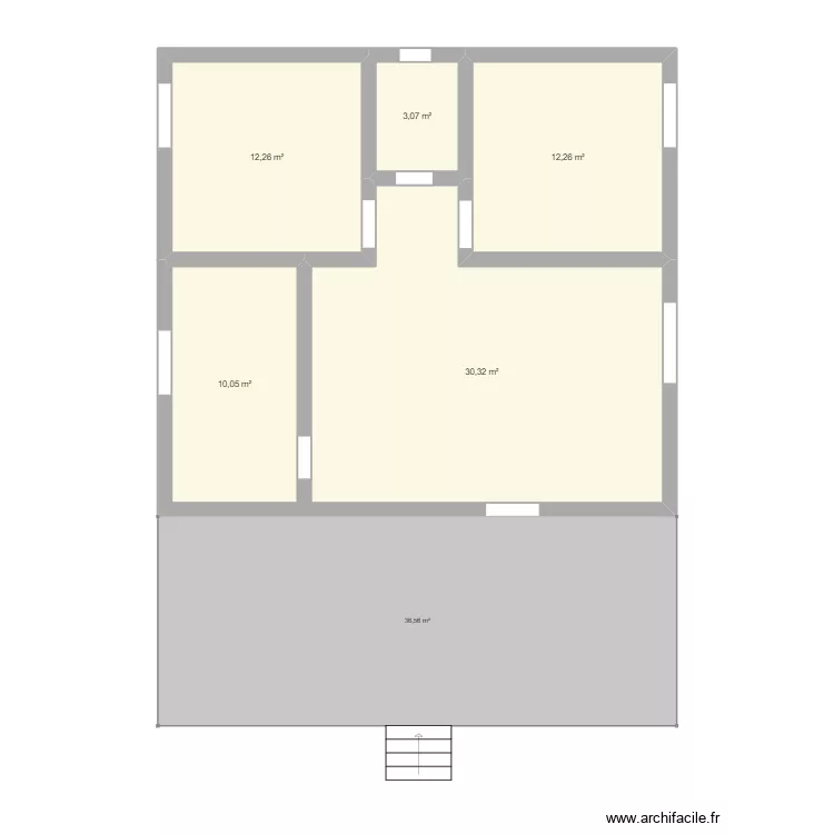 Case en bois 1. Plan de 5 Pièces et 68 m² Case en bois 1. Plan de 5 Pièces et 68 m²