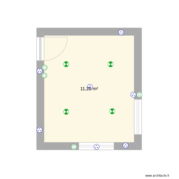 chambre elon. Plan de 1 pièce et 11 m2