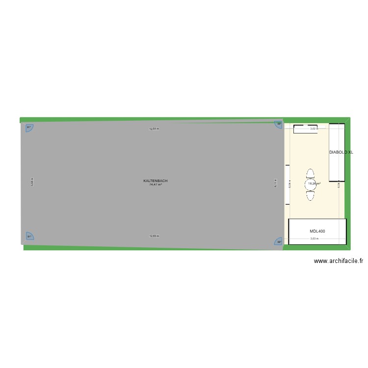 NASCC. Plan de 2 pièces et 93 m2