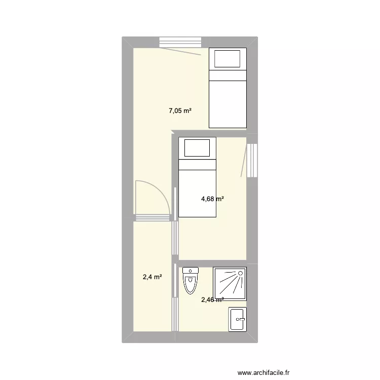 chambre double. Plan de 4 et 17 m² chambre double. Plan de 4 et 17 m²