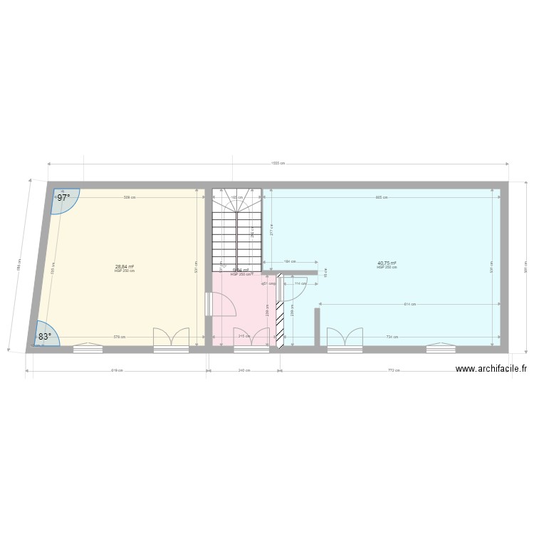 rdc immeuble Bizanos REV1. Plan de 3 pièces et 80 m2