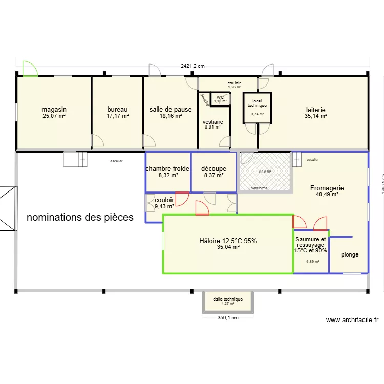GAEC la Marmitte noms des pi&egrave;ces version 3. Plan de 