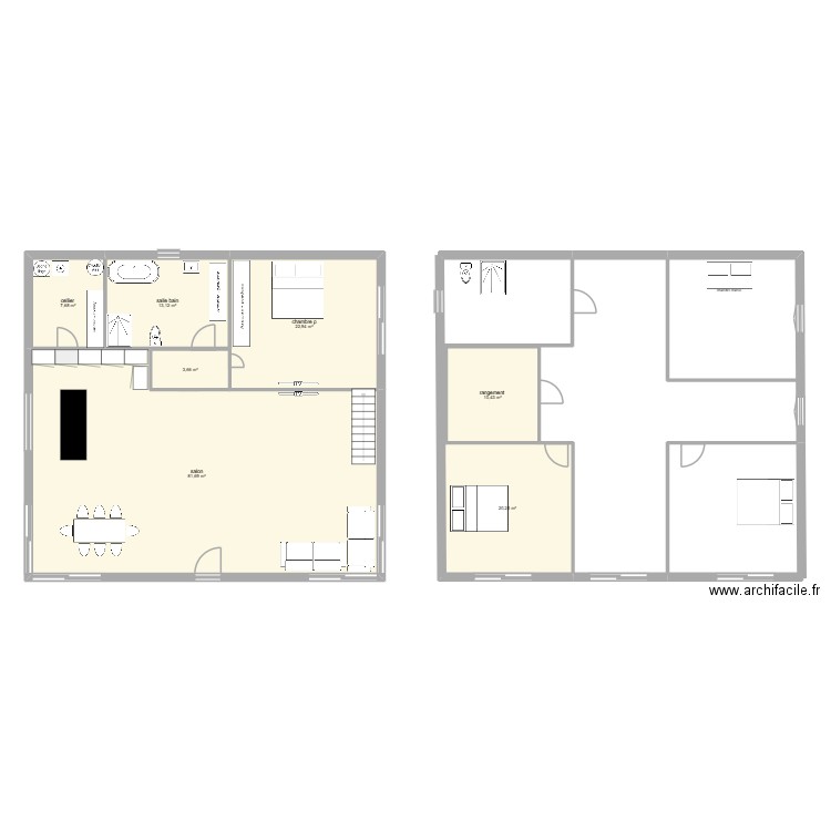 maison etage. Plan de 7 pièces et 160 m2