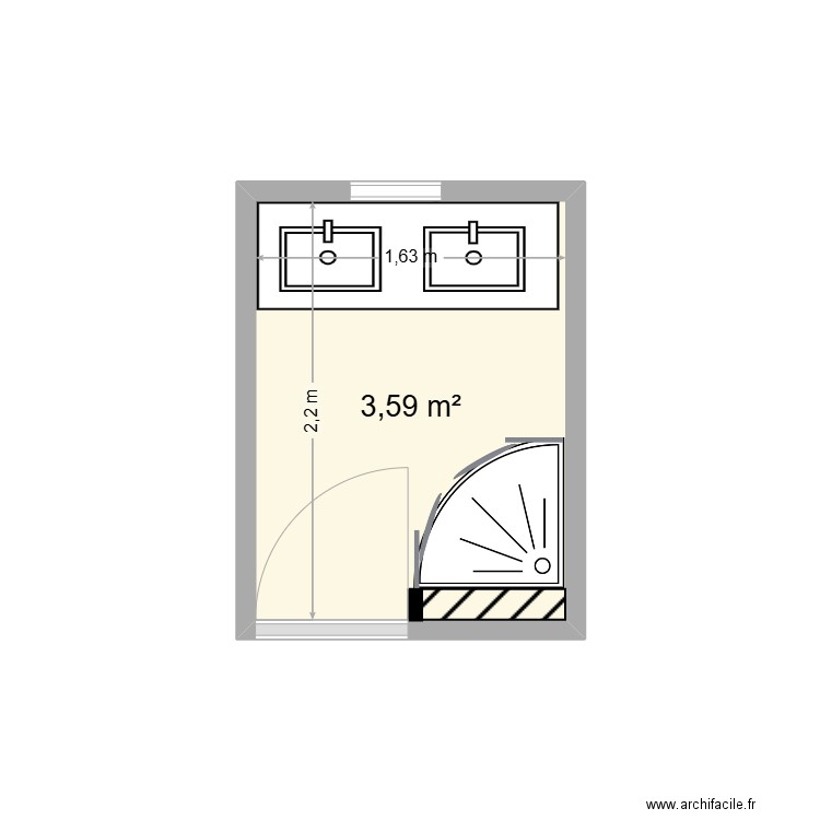 Sdb. Plan de 1 pièce et 4 m2