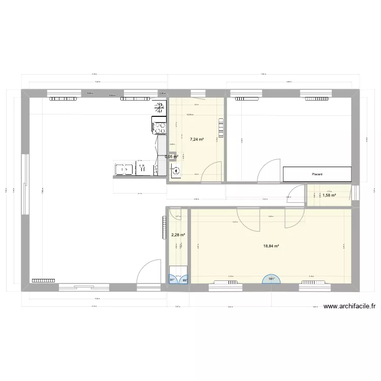 Etage V3 modif SDB et Chambre1 et cuisine. Plan de 0 pièce et 0 m2