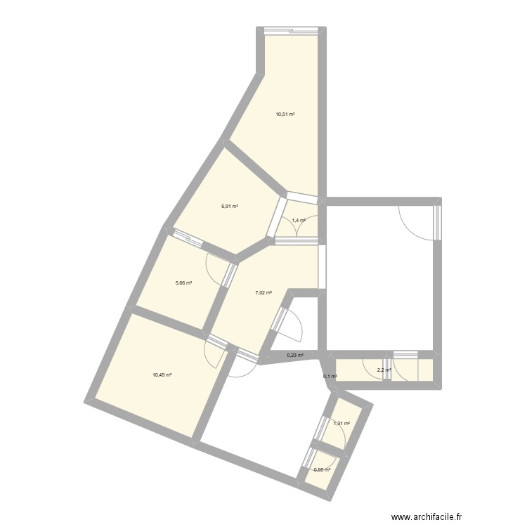 Bureau CHA. Plan de 11 pièces et 47 m2