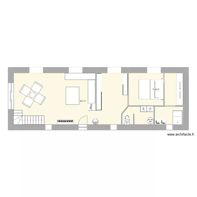 kersaby 3. Plan de 2  et 71 m²