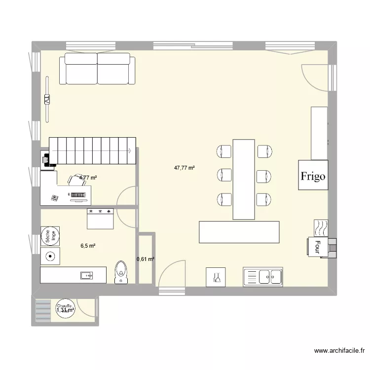 re-chausser.2. Plan de 5  et 75 m²