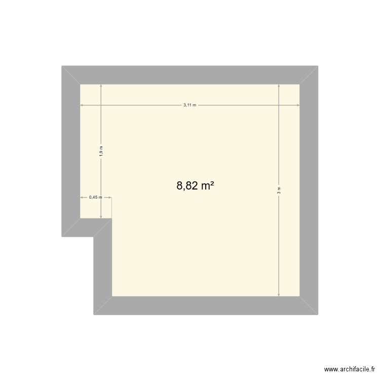 Cuisine Pascal. Plan de 1 pièce et 9 m2