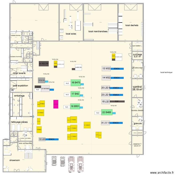 ATELIER FRAIPONT NEW  PLAN MACHINES. Plan de 47 pièces et 3887 m2