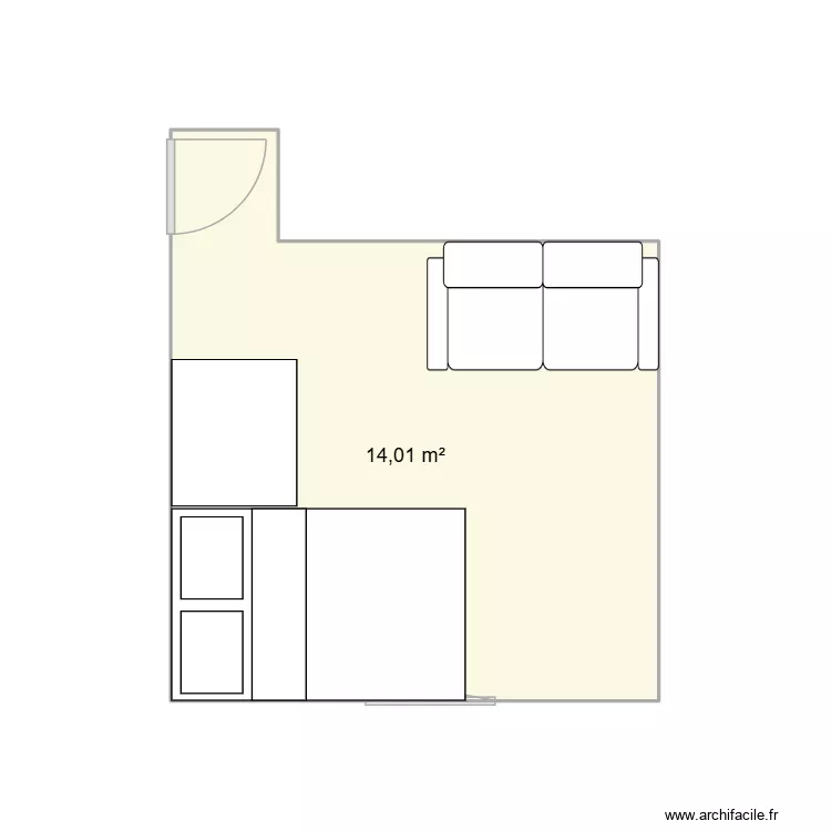 Chambre Arrangement 2. Plan de 1 pièce et 14 m²