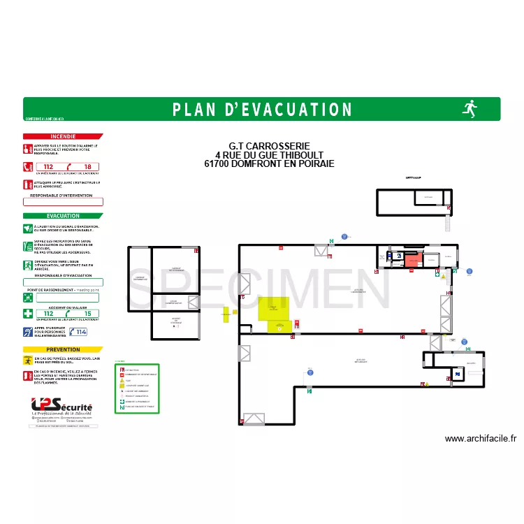 GT CARROSSERIE EVACUATION. Plan de 22  et 1579 m²