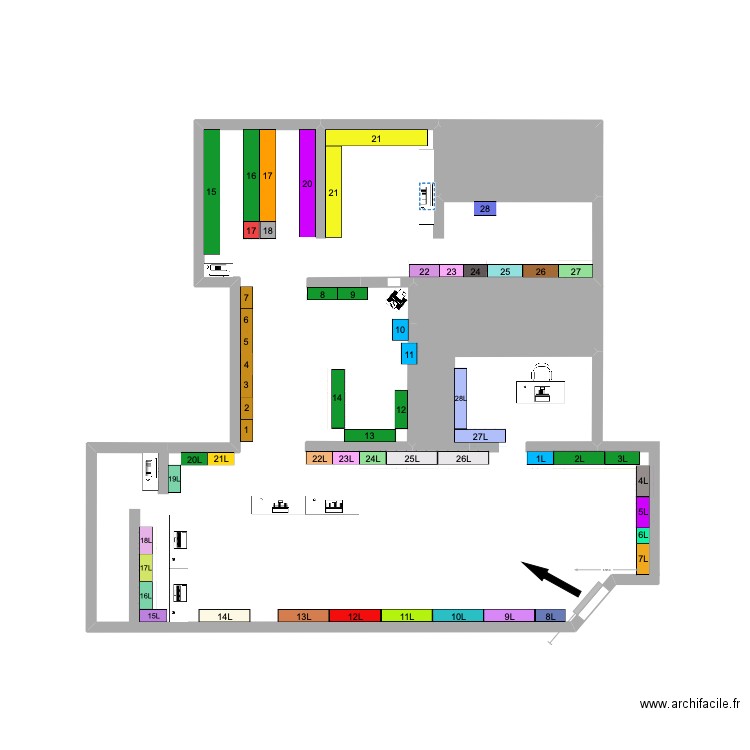 Plan pharmacie. Plan de 1 pièce et 1 m2