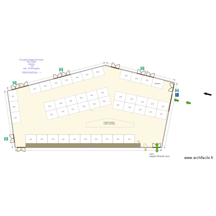 Congrès Sages Femmes Nov 2025  espace champagne prop 1. Plan de 1 pièce et 584 m2