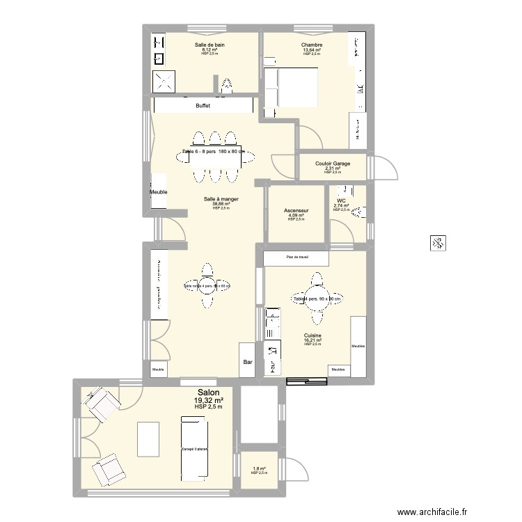 PLAN MAISON ACTUELLE PETIT HAMEAU BIS 1. Plan de 8 pièces et 106 m2